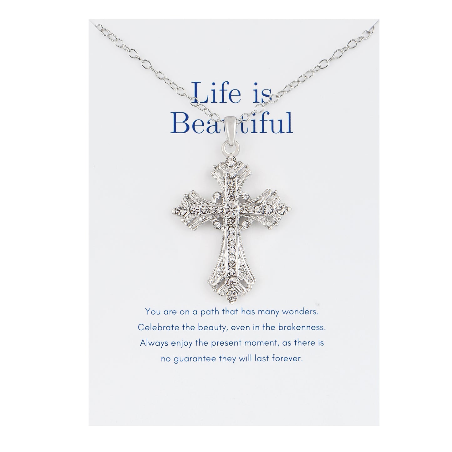 Alilang Silvery Tone Celtic Cross Pendant Necklace with Religious Gift Message Card & Envelope Christian Jewelry Gifts