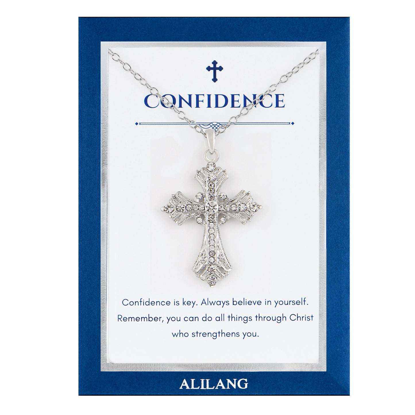 Alilang Silvery Tone Celtic Cross Pendant Necklace with Religious Gift Message Card & Envelope Christian Jewelry Gifts