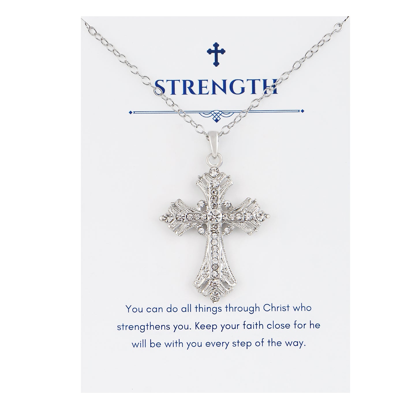 Alilang Silvery Tone Celtic Cross Pendant Necklace with Religious Gift Message Card & Envelope Christian Jewelry Gifts