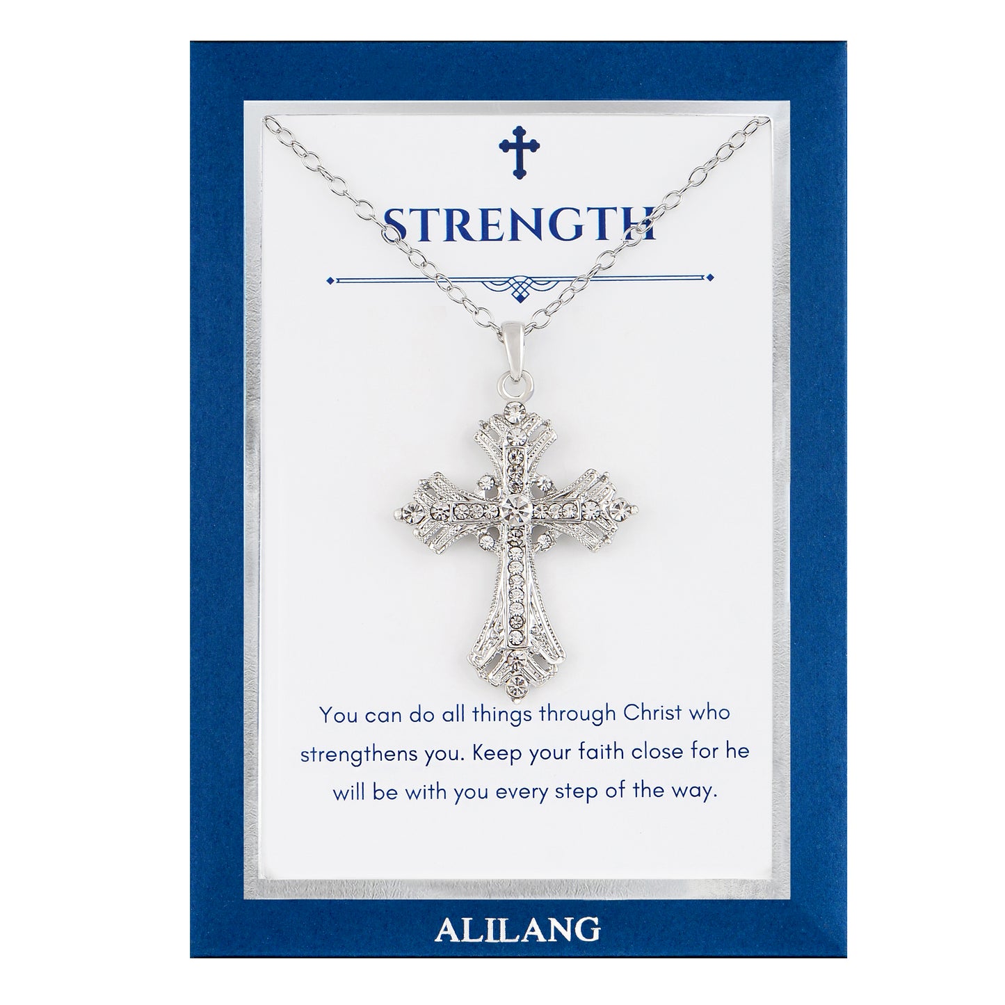 Alilang Silvery Tone Celtic Cross Pendant Necklace with Religious Gift Message Card & Envelope Christian Jewelry Gifts