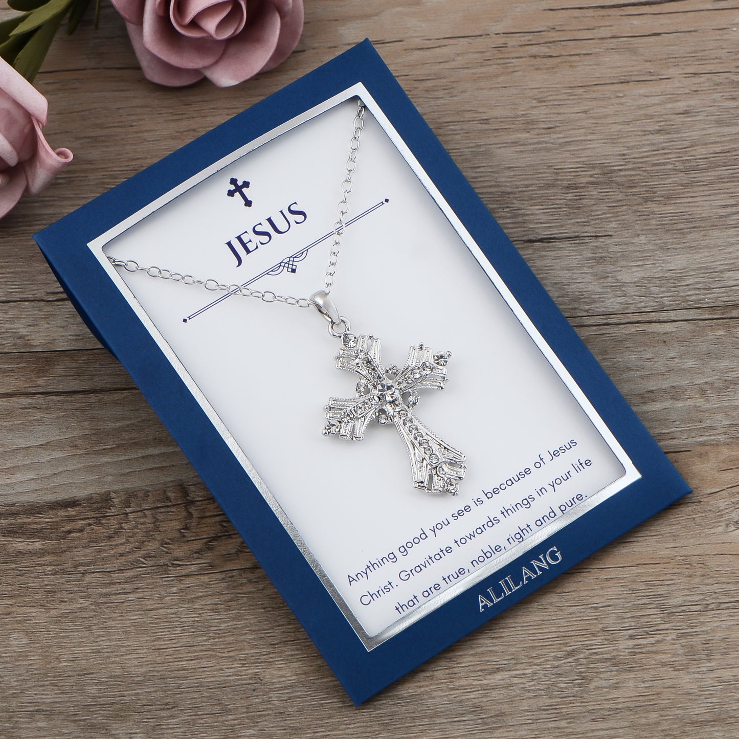 Alilang Silvery Tone Celtic Cross Pendant Necklace with Religious Gift Message Card & Envelope Christian Jewelry Gifts