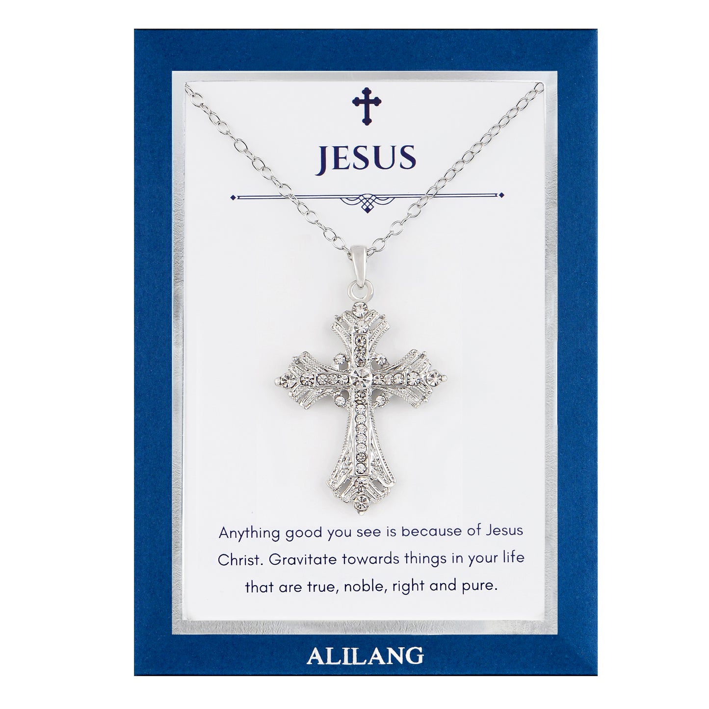 Alilang Silvery Tone Celtic Cross Pendant Necklace with Religious Gift Message Card & Envelope Christian Jewelry Gifts