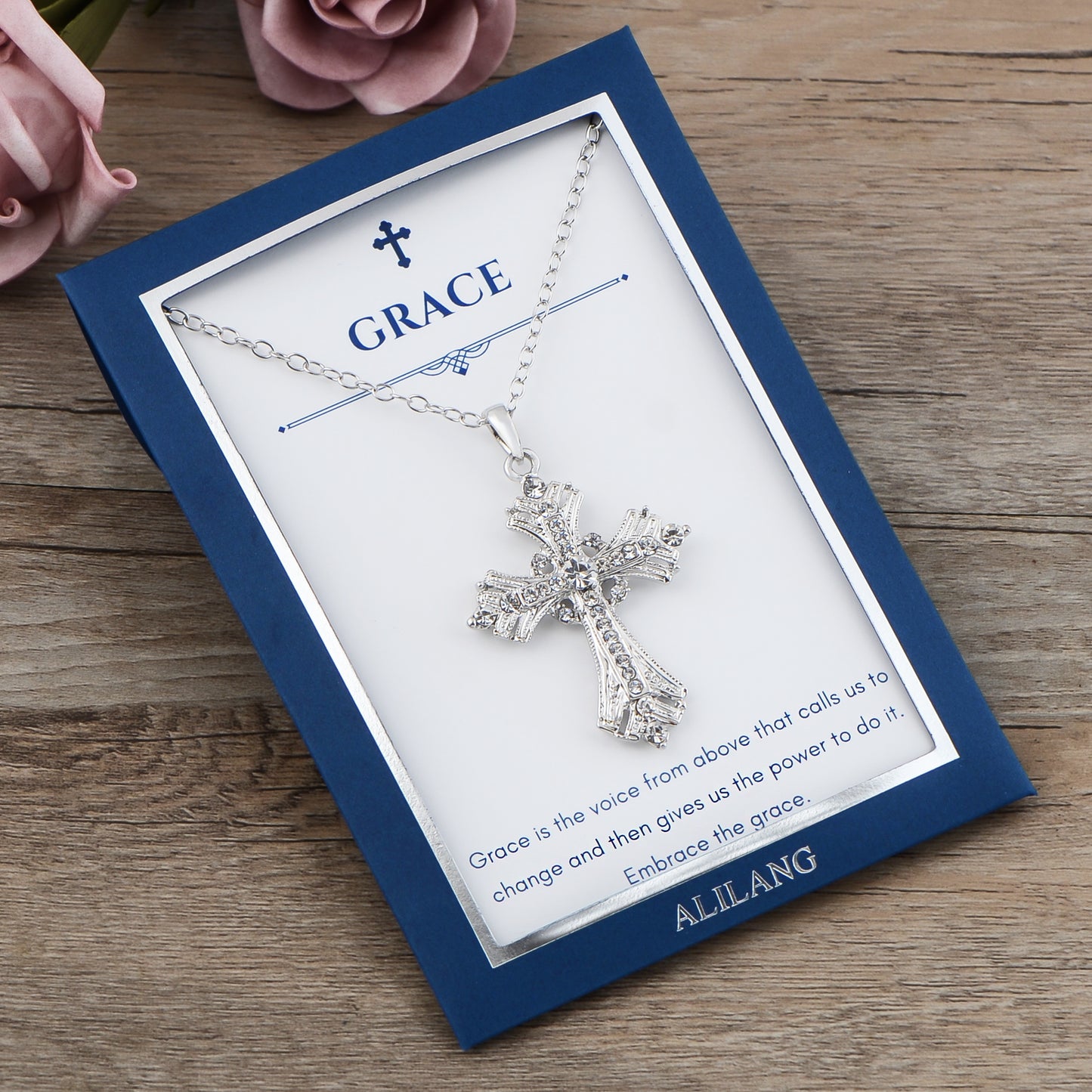 Alilang Silvery Tone Celtic Cross Pendant Necklace with Religious Gift Message Card & Envelope Christian Jewelry Gifts