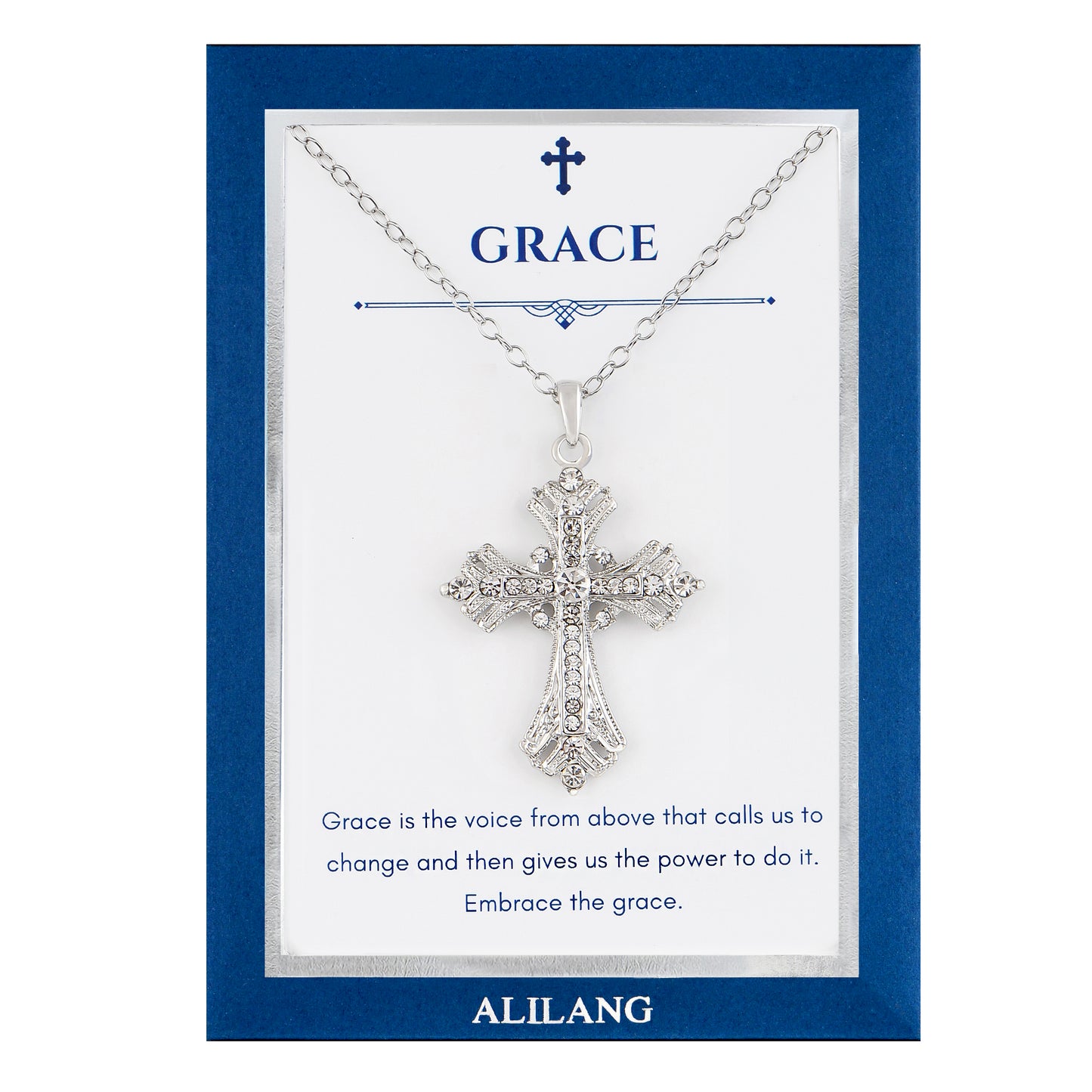 Alilang Silvery Tone Celtic Cross Pendant Necklace with Religious Gift Message Card & Envelope Christian Jewelry Gifts