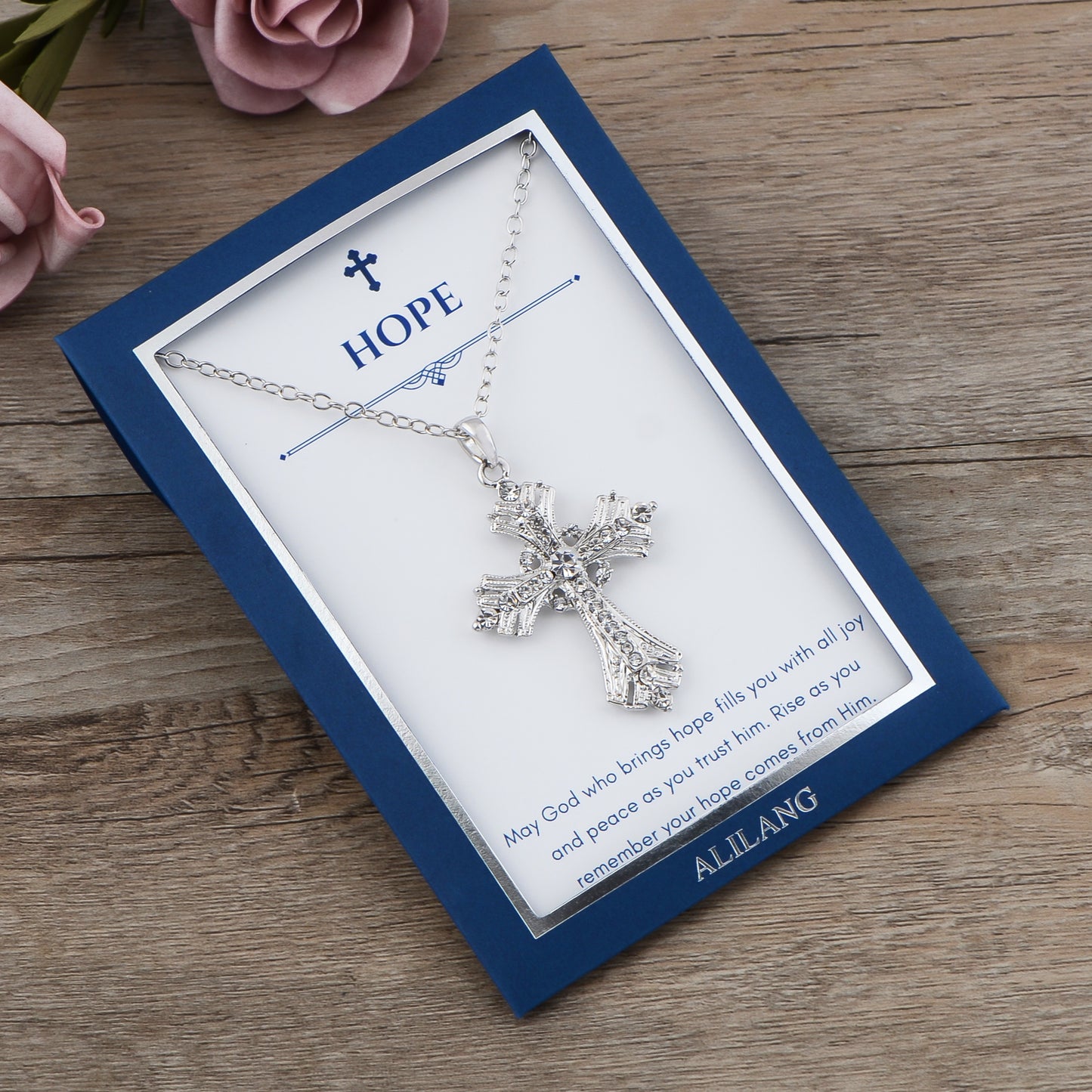 Alilang Silvery Tone Celtic Cross Pendant Necklace with Religious Gift Message Card & Envelope Christian Jewelry Gifts