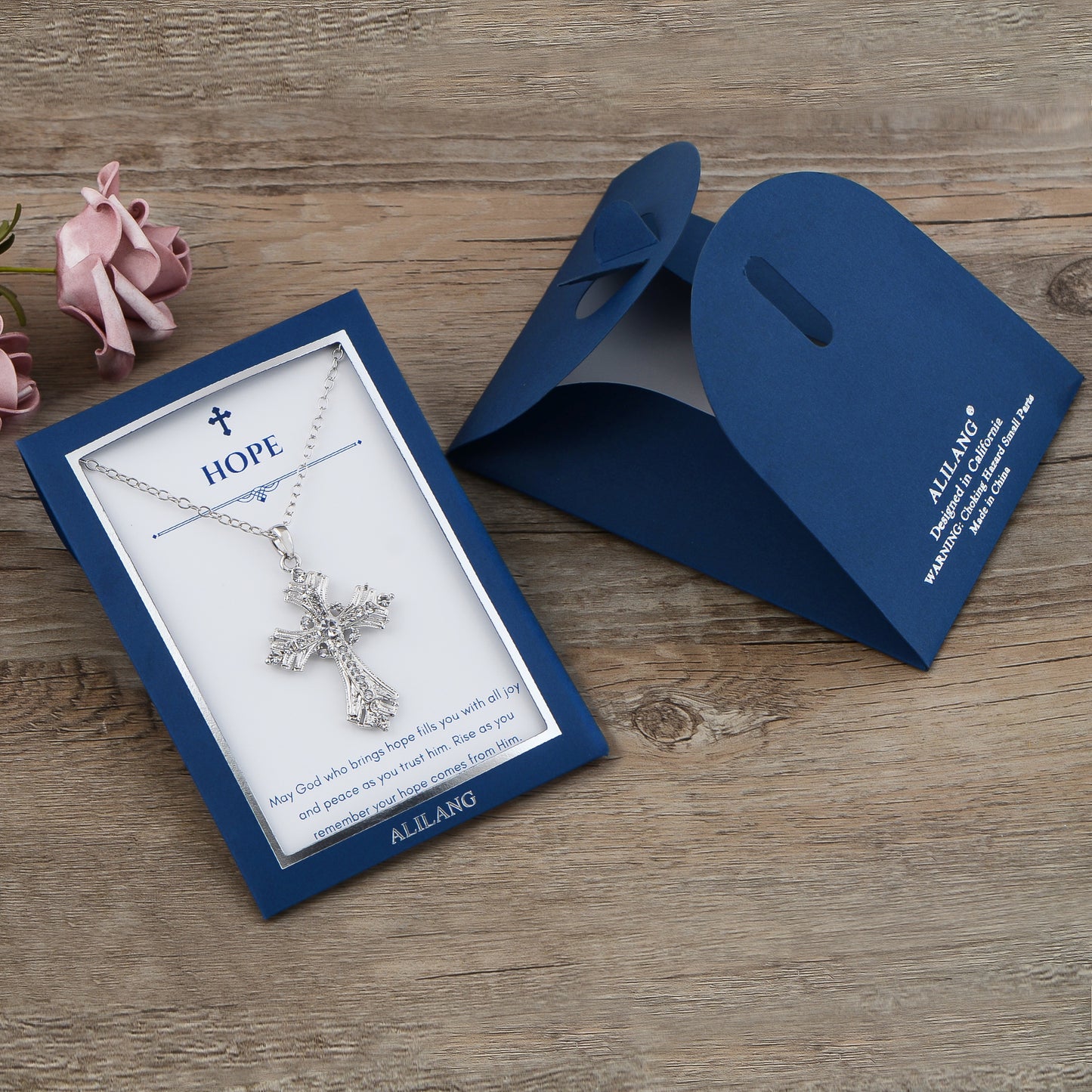 Alilang Silvery Tone Celtic Cross Pendant Necklace with Religious Gift Message Card & Envelope Christian Jewelry Gifts