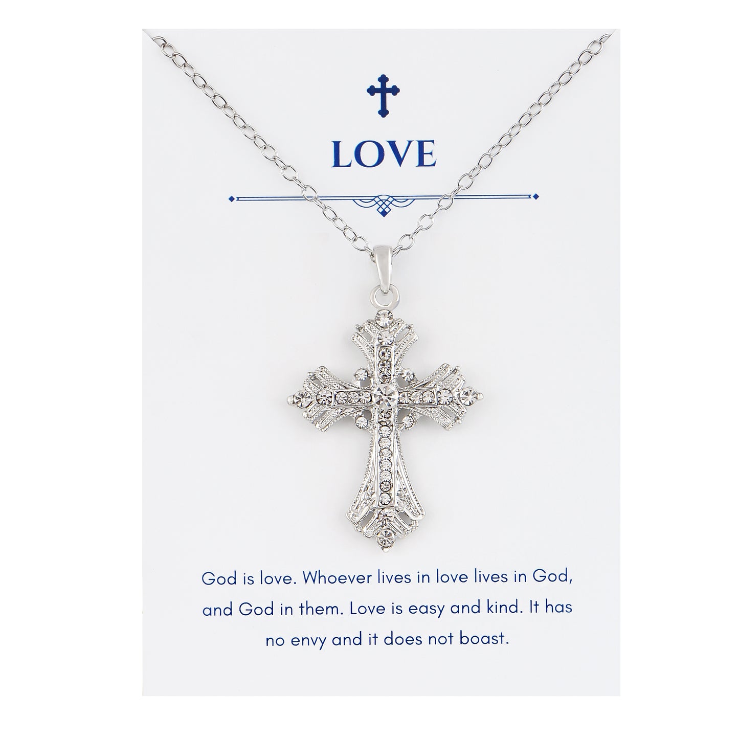 Alilang Silvery Tone Celtic Cross Pendant Necklace with Religious Gift Message Card & Envelope Christian Jewelry Gifts