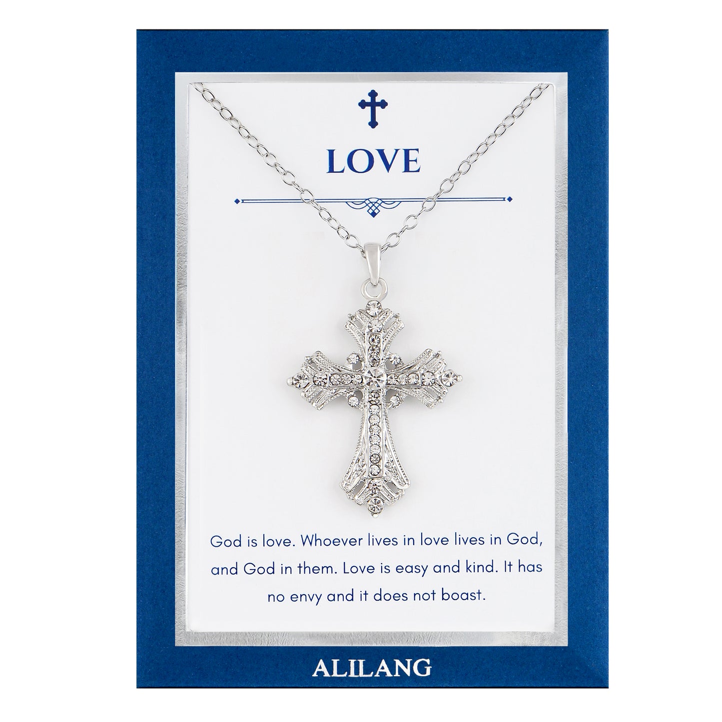 Alilang Silvery Tone Celtic Cross Pendant Necklace with Religious Gift Message Card & Envelope Christian Jewelry Gifts