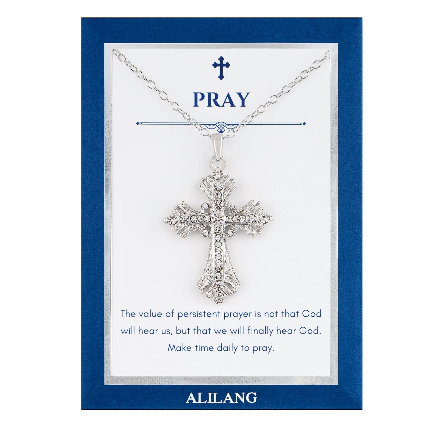 Alilang Silvery Tone Celtic Cross Pendant Necklace with Religious Gift Message Card & Envelope Christian Jewelry Gifts