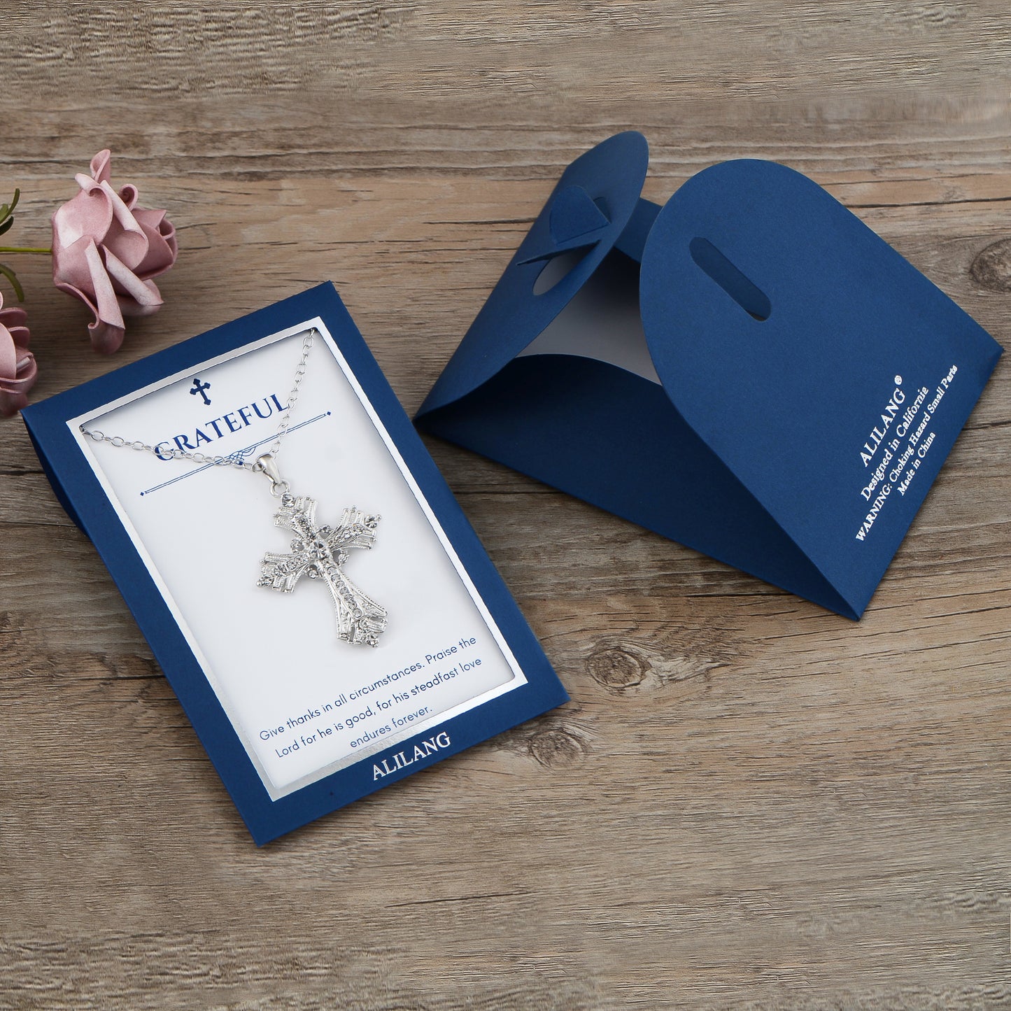 Alilang Silvery Tone Celtic Cross Pendant Necklace with Religious Gift Message Card & Envelope Christian Jewelry Gifts