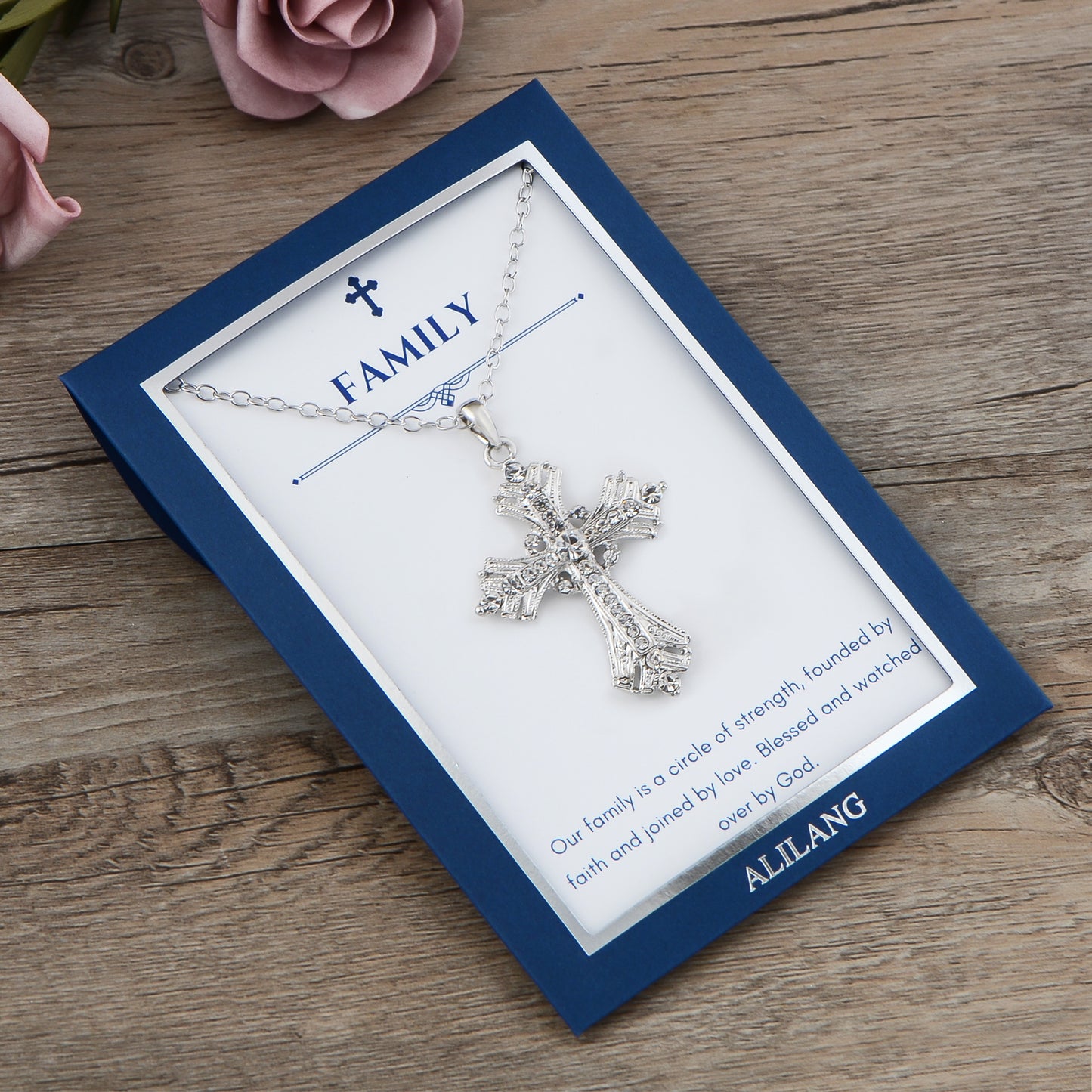 Alilang Silvery Tone Celtic Cross Pendant Necklace with Religious Gift Message Card & Envelope Christian Jewelry Gifts