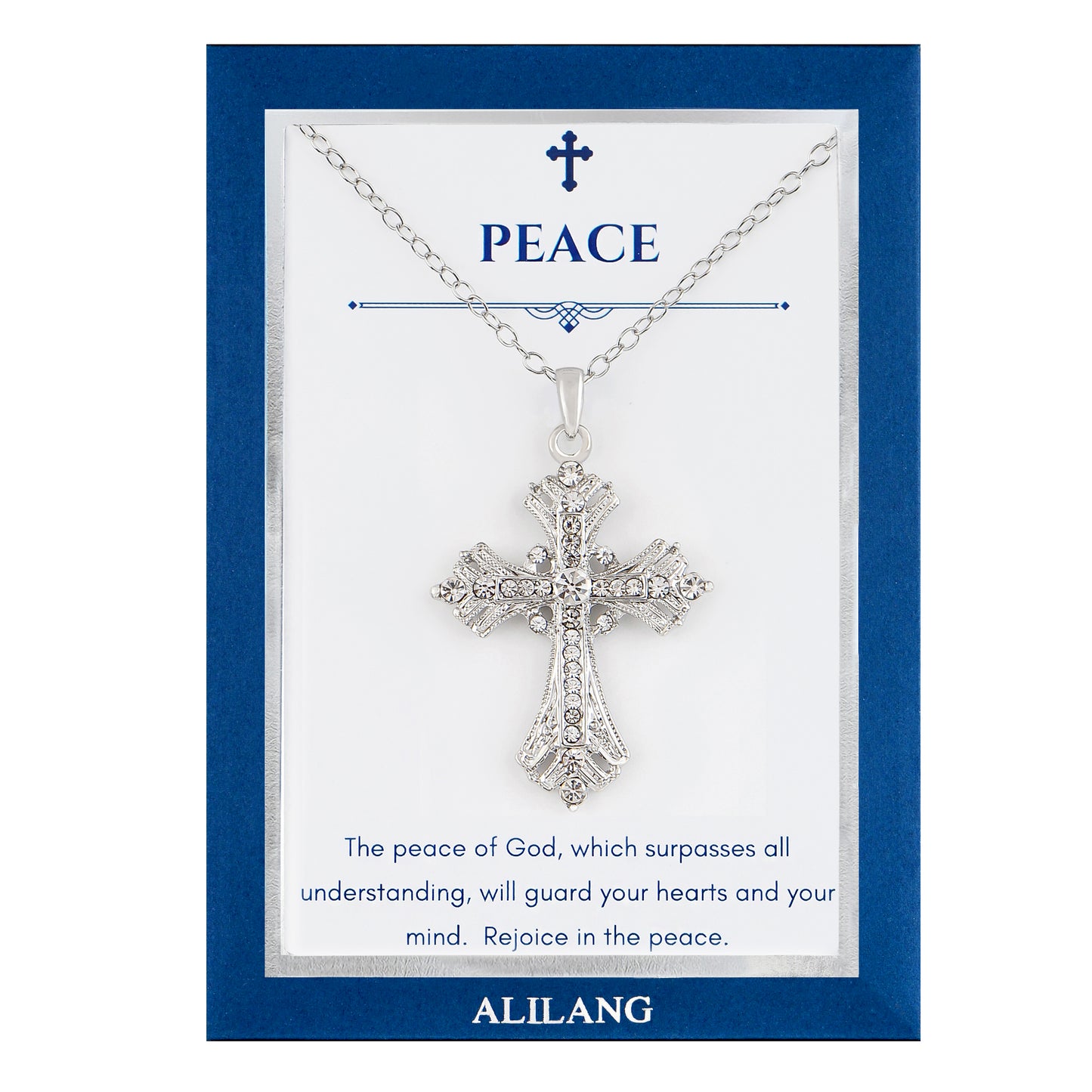 Alilang Silvery Tone Celtic Cross Pendant Necklace with Religious Gift Message Card & Envelope Christian Jewelry Gifts