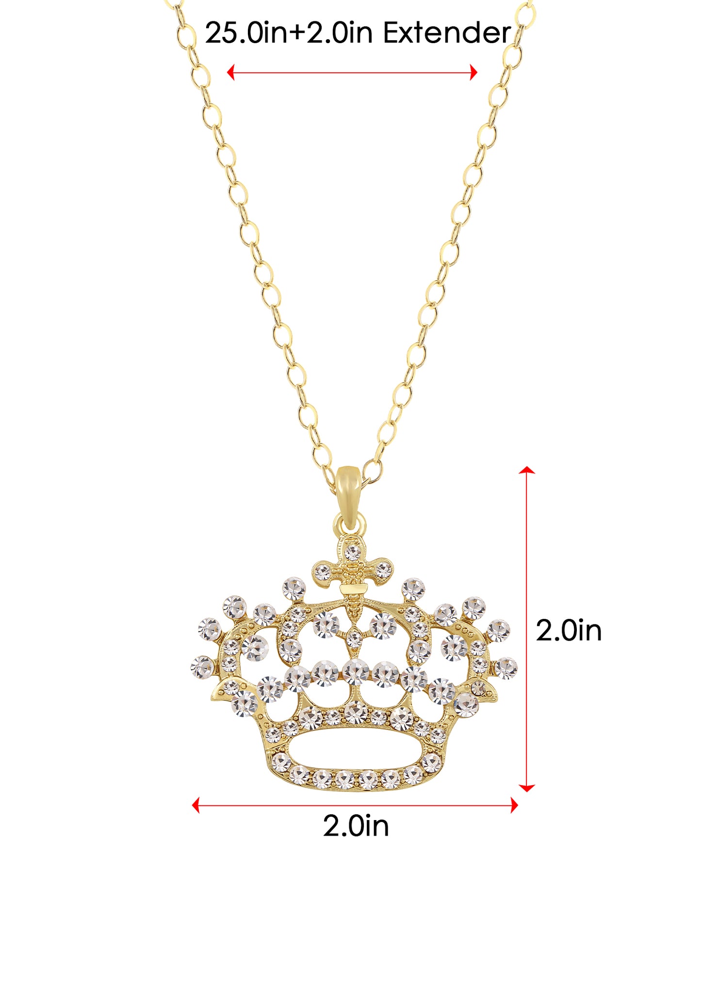 Princess Queen Crown Pendant Necklace