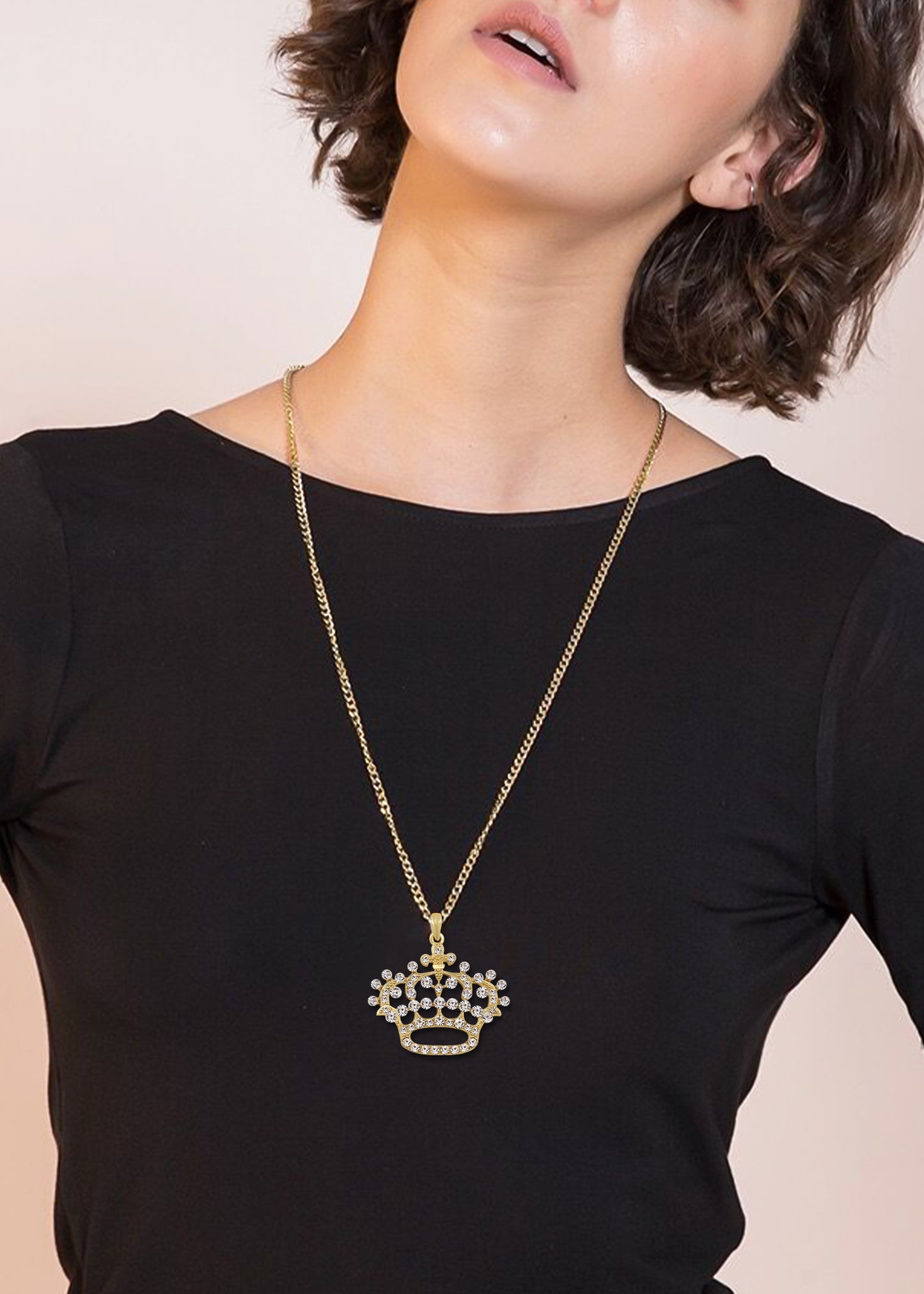 Princess Queen Crown Pendant Necklace