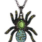 Hematite Czech Spider Pendant Necklace Black Purple Gun