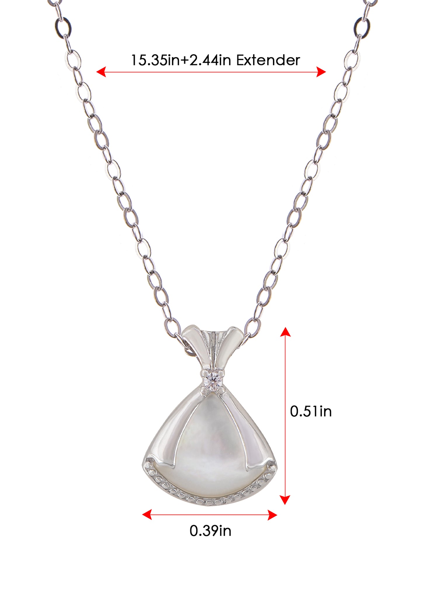 Alilang Sparkling Rhinestone Seashell Skirt Necklace - 925 Sterling Silver Fan Pendant Necklaces For Women