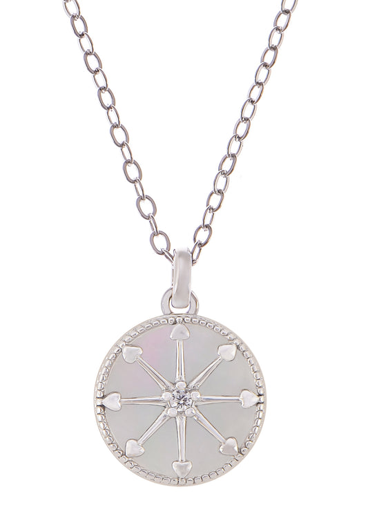 Alilang 925 Sterling Silver Shell Necklace With Octagonal Star Heart Circular Coin Pendants