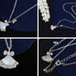Alilang Sparkling Rhinestone Seashell Skirt Necklace - 925 Sterling Silver Fan Pendant Necklaces For Women
