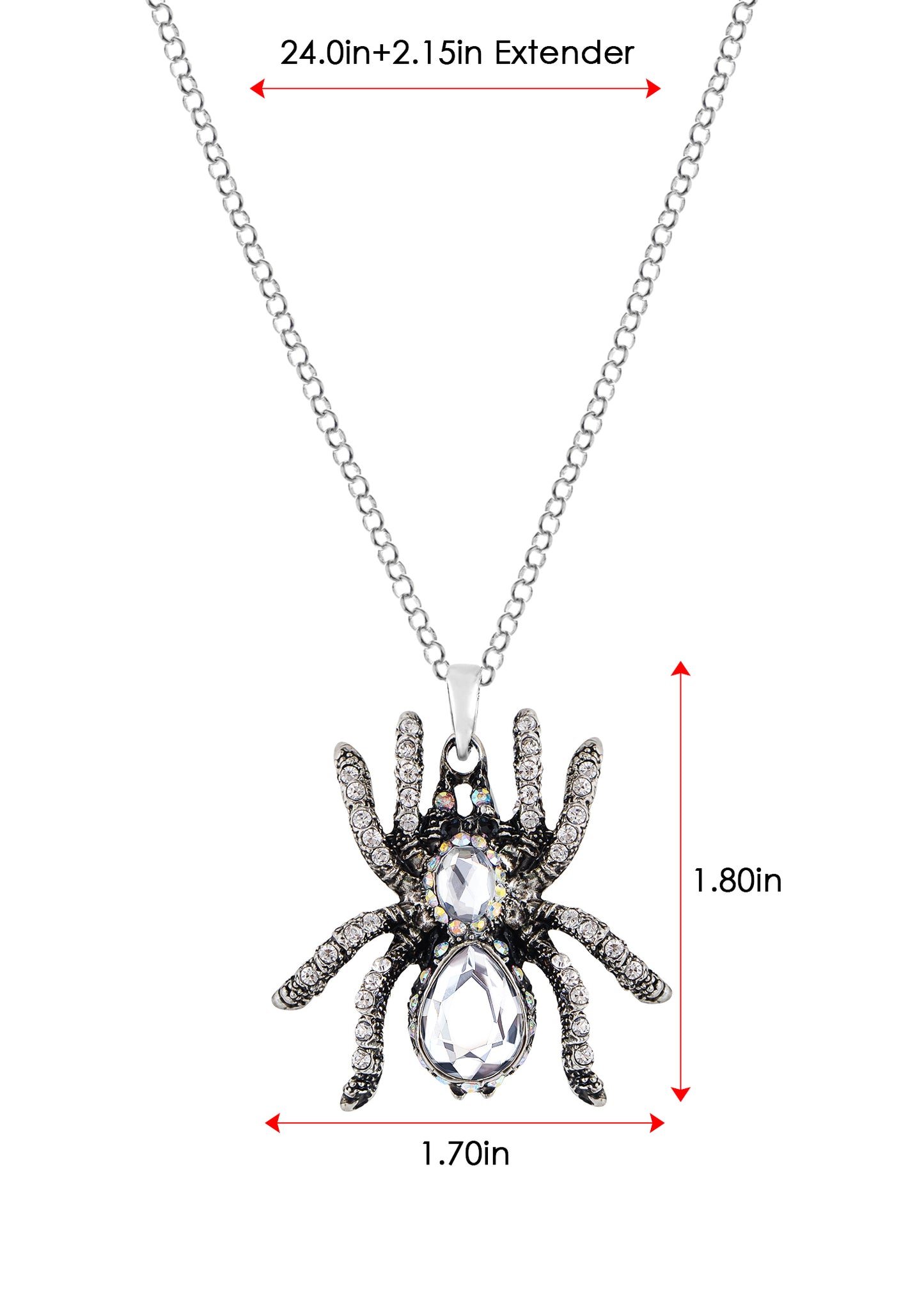 Hematite Czech Spider Pendant Necklace Black Purple Gun