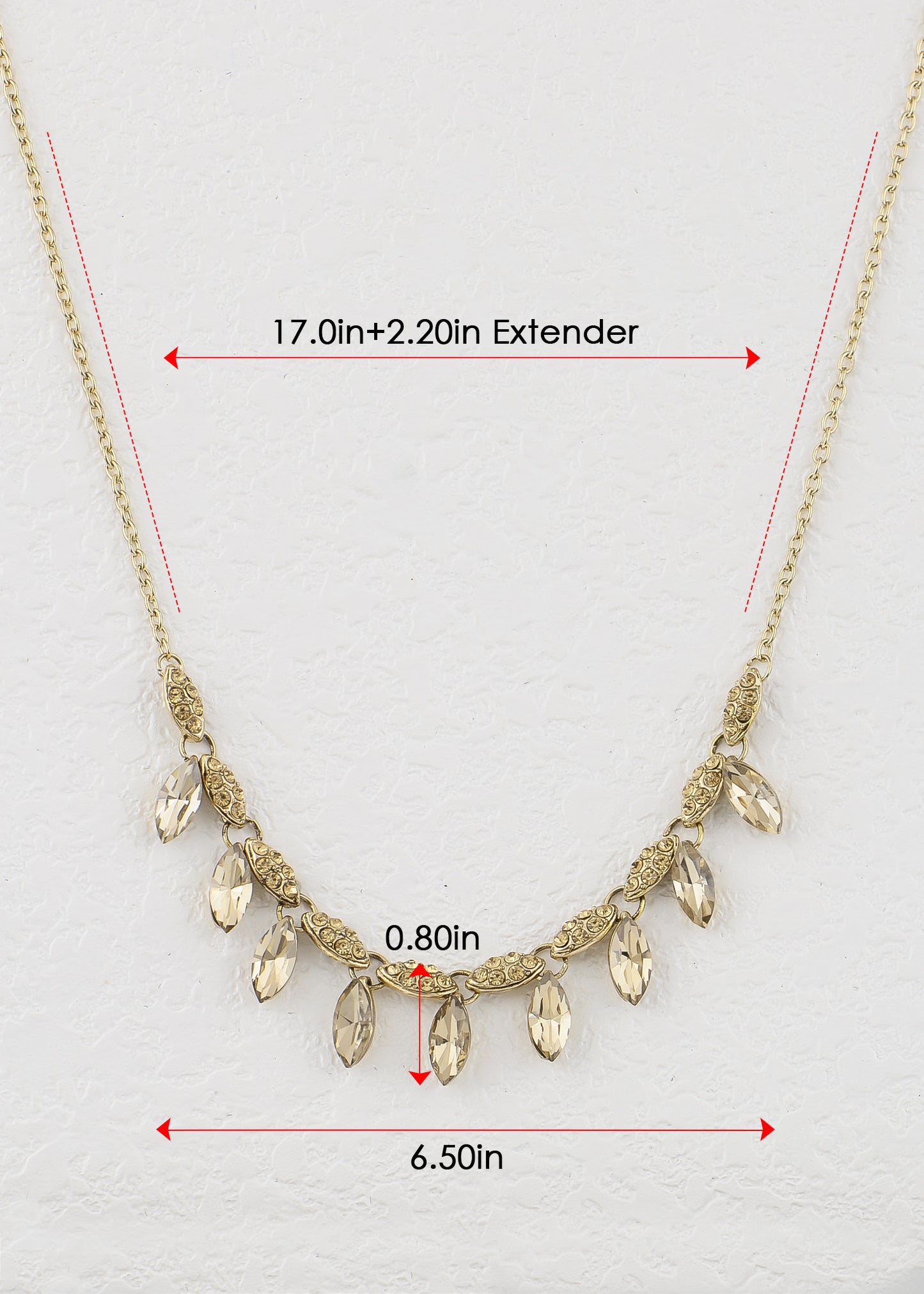 Marquise Diamond Like Embedded Sparkles Chain Necklace