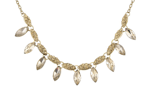 Marquise Diamond Like Embedded Sparkles Chain Necklace