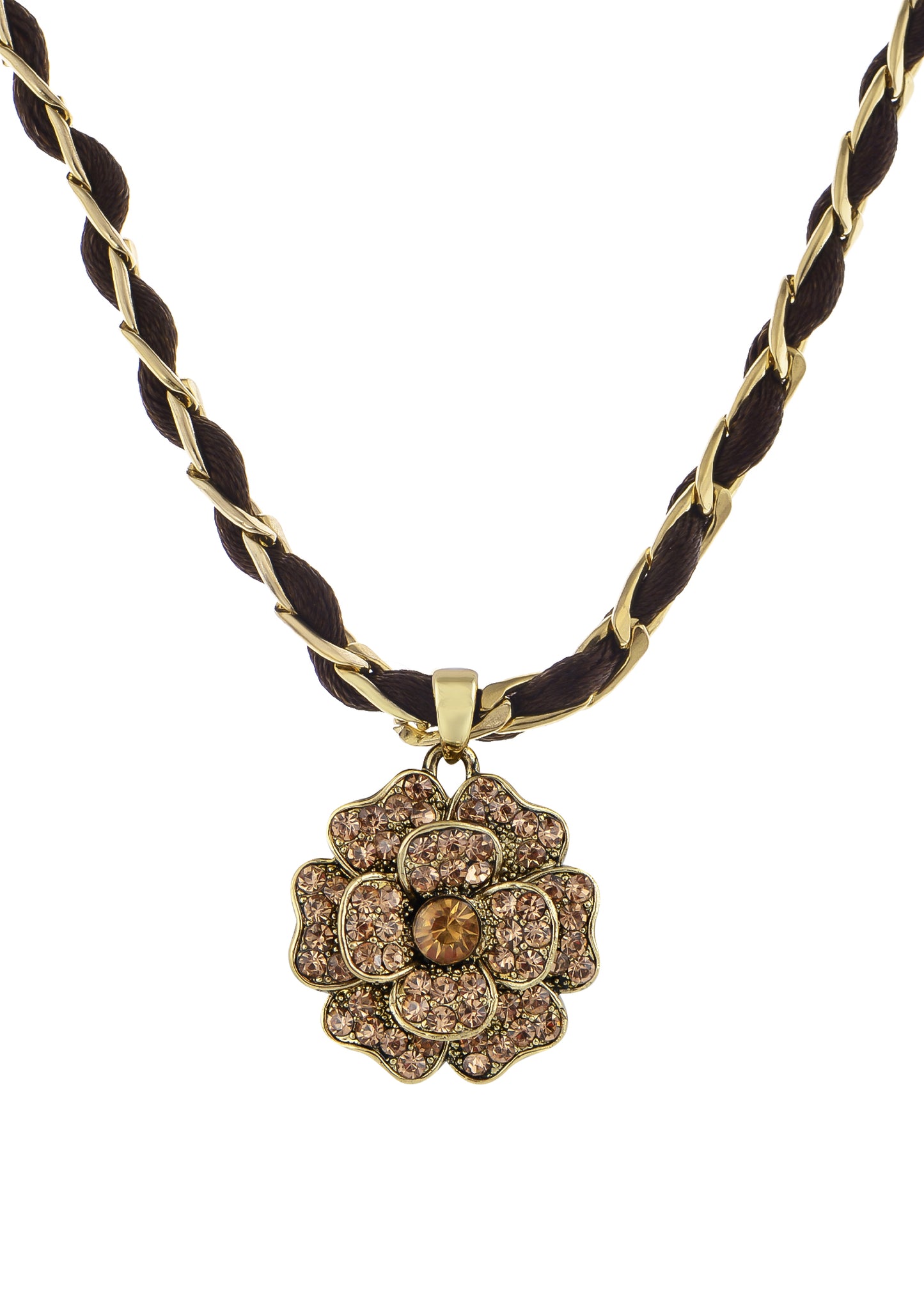 Light Smoked Topaz Colored Single Flower Element Necklace