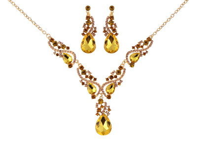 Alilang Elegant Crystal Bridal Necklace Earrings Set ¨C Rhinestone Wedding Party Costume Jewelry for Brides and Bridesmaids