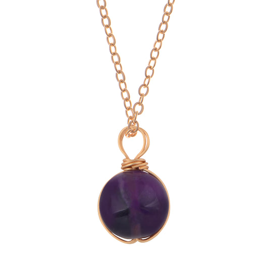 Alilang Natural Stone Beads Healing Crystal Lucky Blessing Protection Raw Gemstone Pendant Necklace for Women Men