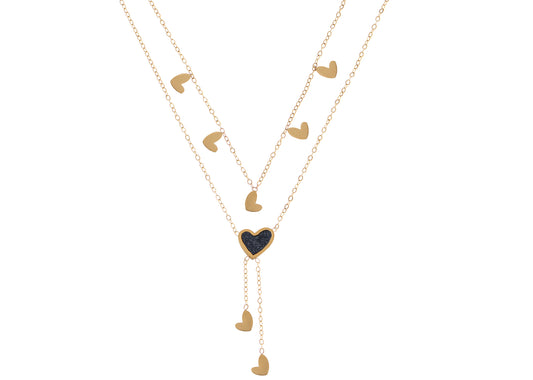 Alilang Golden Tone Layered Necklace Love Heart, Star, Butterfly, Geometry Shaped Pendant for Women