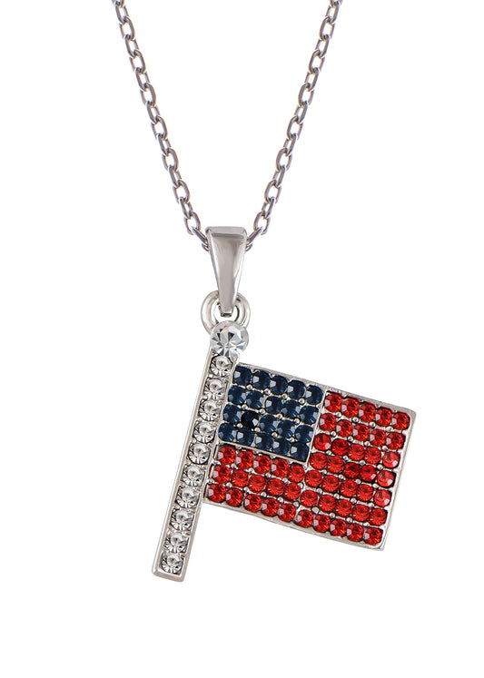 Alilang 4th of July USA American Flag Pendant Lincoln Memorial Round Elephant Necklace Patriotic for Women Men