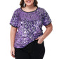 Anna-Kaci Women's Sequin Tops Plus Size Round Neck Sparkle Glitter Short Sleeve Party Tunic Blouse