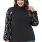 Anna-Kaci Women's Plus Size Sparkle Sequin Sweatshirt Mock Neck Pullover Long Sleeve Glitter Party Tops