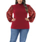 Anna-Kaci Women's Plus Size Sparkle Sequin Sweatshirt Mock Neck Pullover Long Sleeve Glitter Party Tops