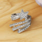 Alilang Women Silver Tone Shooting Star Ring with Clear Rhinestones and Wrap Band Design