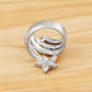 Alilang Women Silver Tone Shooting Star Ring with Clear Rhinestones and Wrap Band Design