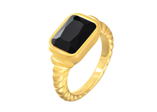 Alilang 18K Gold Plated Sparkly Cubic Zirconia Geometry Statement Rings for Women Size 6-8