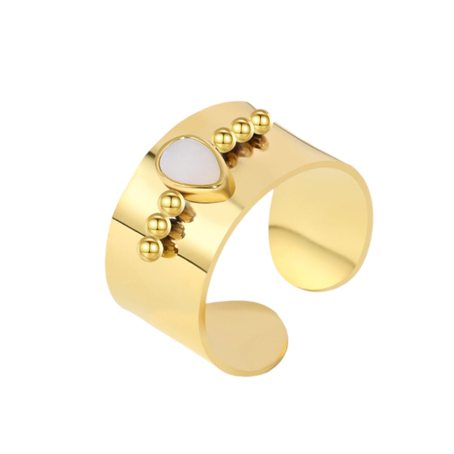 Alilang Palace Style Adjustable Chunky 18K Gold Open Ring Plated Hammered Dome Statement Jewelry