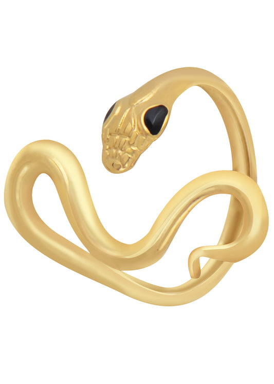 Alilang Vintage Goth Punk Golden Tone Open Cool Snake Adjustable Ring for Women Halloween Jewelry Accessories
