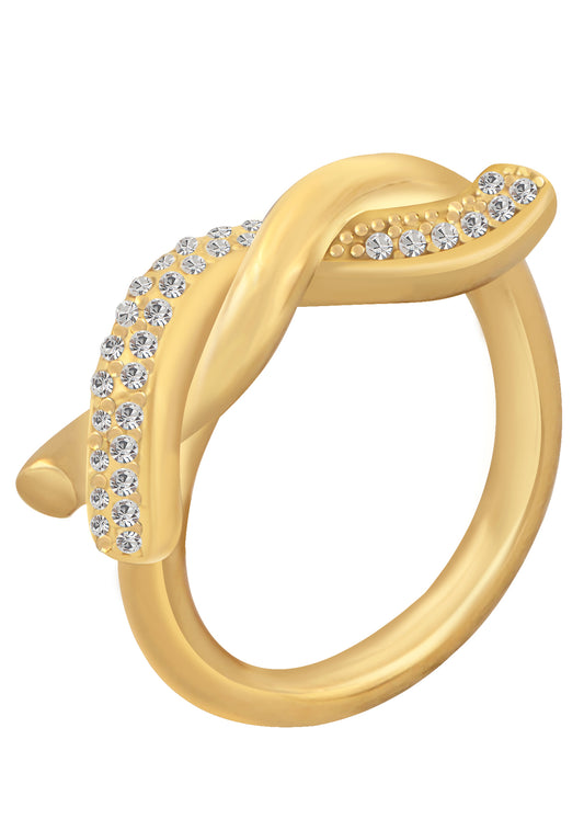 Alilang Sparkly Clear Crystal Rhinestones Twisted Geometry Statement Ring for Women Size 6-8