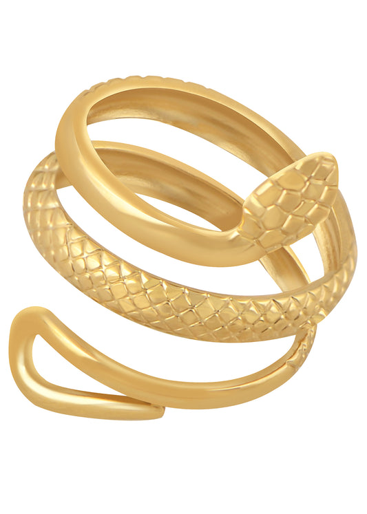 Alilang Snake Wrap Open Rings Stone Cobra Animal Adjustable Ring for Women Halloween Jewelry