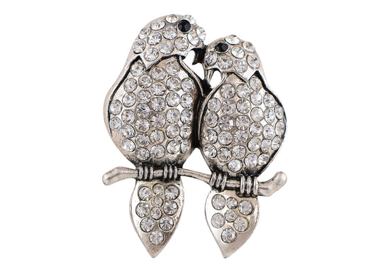 Alilang Vintage Crystal Lovebird Cocktail Ring Adjustable Stretch Band Sparkly Rhinestone Statement Jewelry