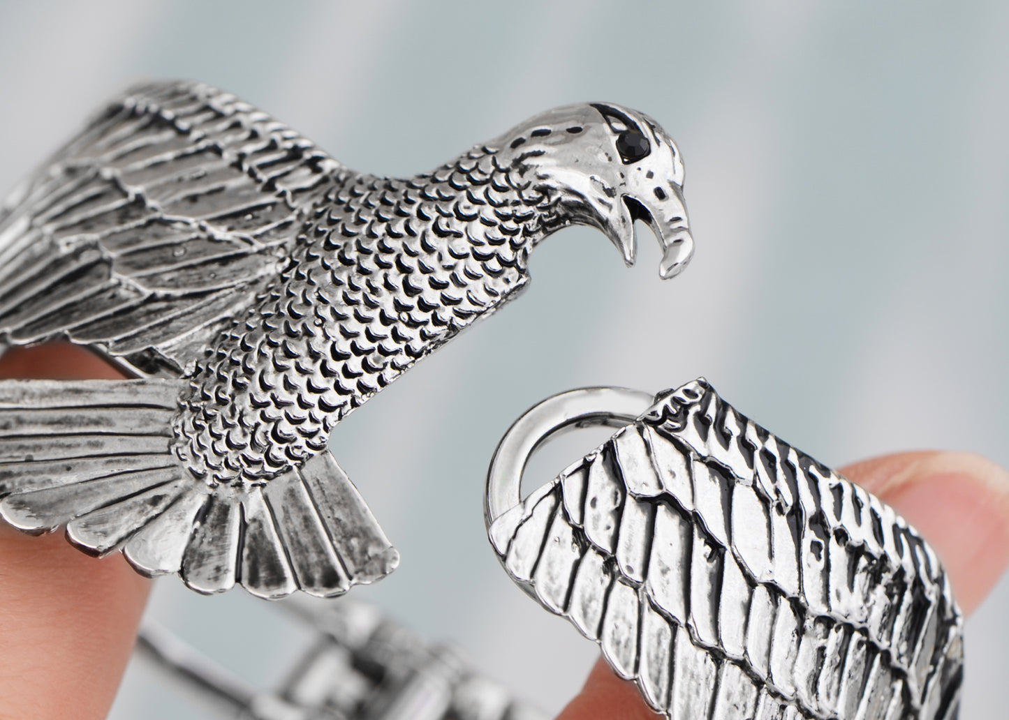 Antique Soaring Eagle Bird Wing Bracelet Bangle Cuff