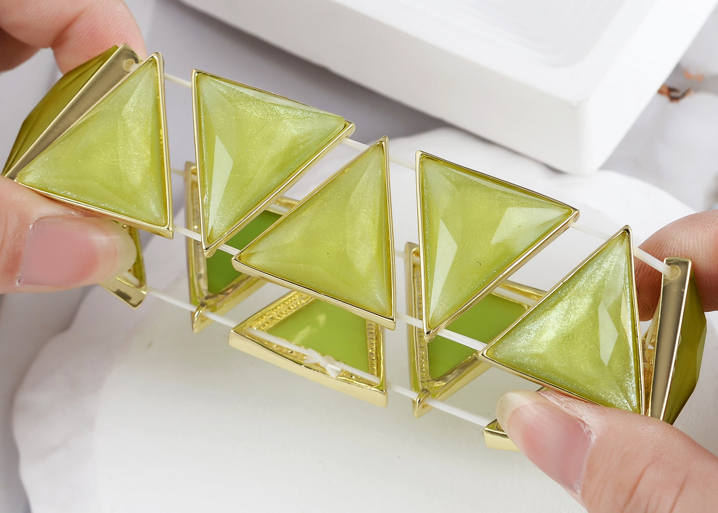 Mint Green Egyptian Pyramid Style Statement Bracelet With D Accents