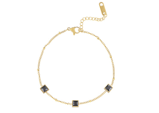 Alilang 18K Gold Zircon Link Bracelet with Crystal rhinestone Elegant Charm Bridal Wedding Jewelry