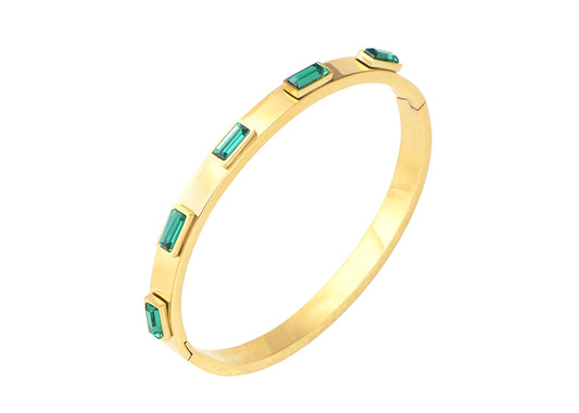 Alilang 18K Gold Plated Bangle Bracelets for Women with Cubic Zirconia Stainless Steel Friendship Bracelet Jewelry for Christmas