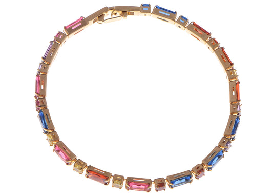 Alilang Sparkly Multicolored Cubic Zirconia Tennis Bracelet for Women Wedding Mothers Day Jewelry