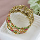 Alilang Women Gold Hollow Vintage Floral Crystal Rhinestone Enamel Flower Garden Bracelet Bangle Cuff