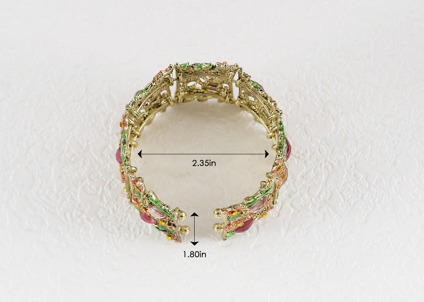 Alilang Women Gold Hollow Vintage Floral Crystal Rhinestone Enamel Flower Garden Bracelet Bangle Cuff