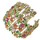 Alilang Women Gold Hollow Vintage Floral Crystal Rhinestone Enamel Flower Garden Bracelet Bangle Cuff