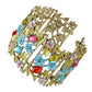 Alilang Women Gold Hollow Vintage Floral Crystal Rhinestone Enamel Flower Garden Bracelet Bangle Cuff